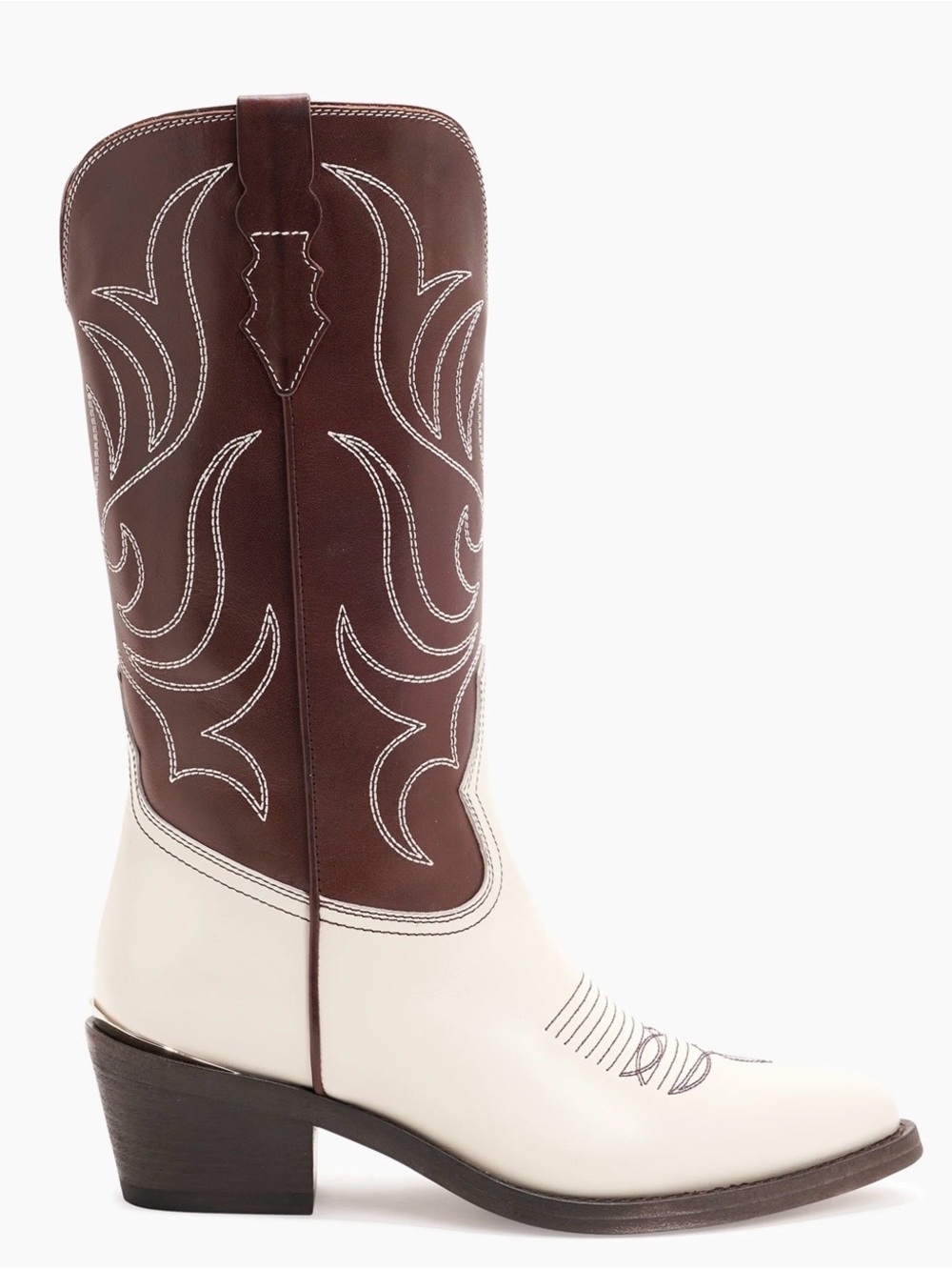 Partlow Rowan Cowboy Boot in Two Tone Brown and White - Picture 2 of 11